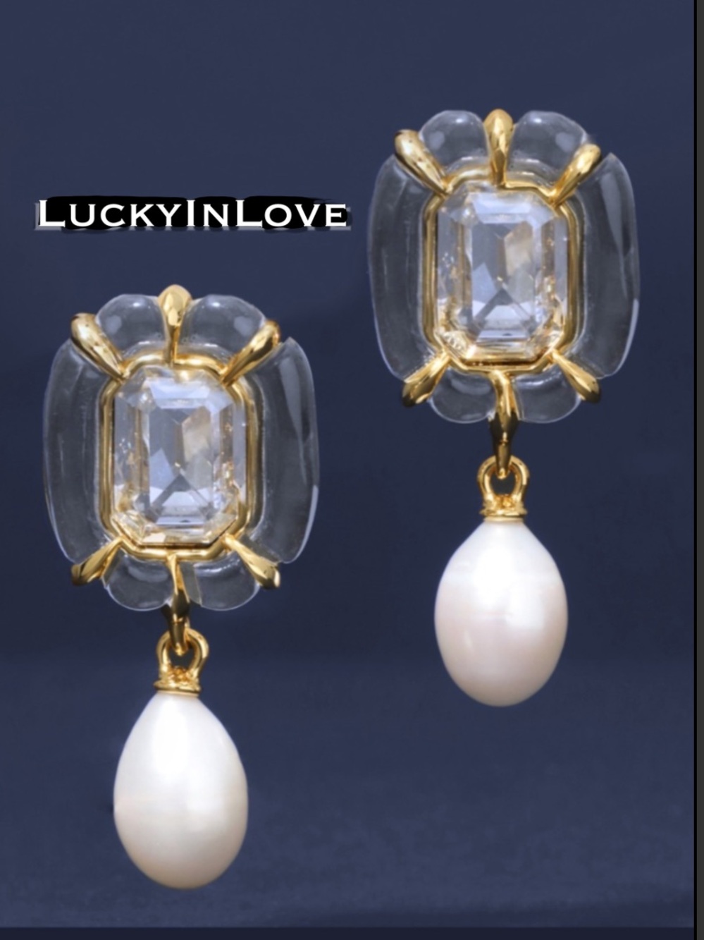 ALEXIS BITTAR • Liquid Lucite Jeweled Freshwater Pearl Drop Earrings | Clear